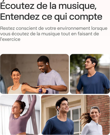 Openfit Air Écouteurs À Oreilles Libres, Charge Rapide - Noir | Bluetooth Sans Fil Avec Microphone, Crochet D’Oreille Air, Charge Rapide, 28 H D’Autonomie, Étanchéité IP54 Pour Le Sport