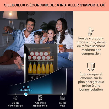 Mini Frigo De Chambre Et Bureau Pour Boisson, Silencieux, Refrigerateur Mini Bar 80L, Pour Camping, Étagères Réglables, Ondulés Pour Le Vin, Cannette, Beer Fridge