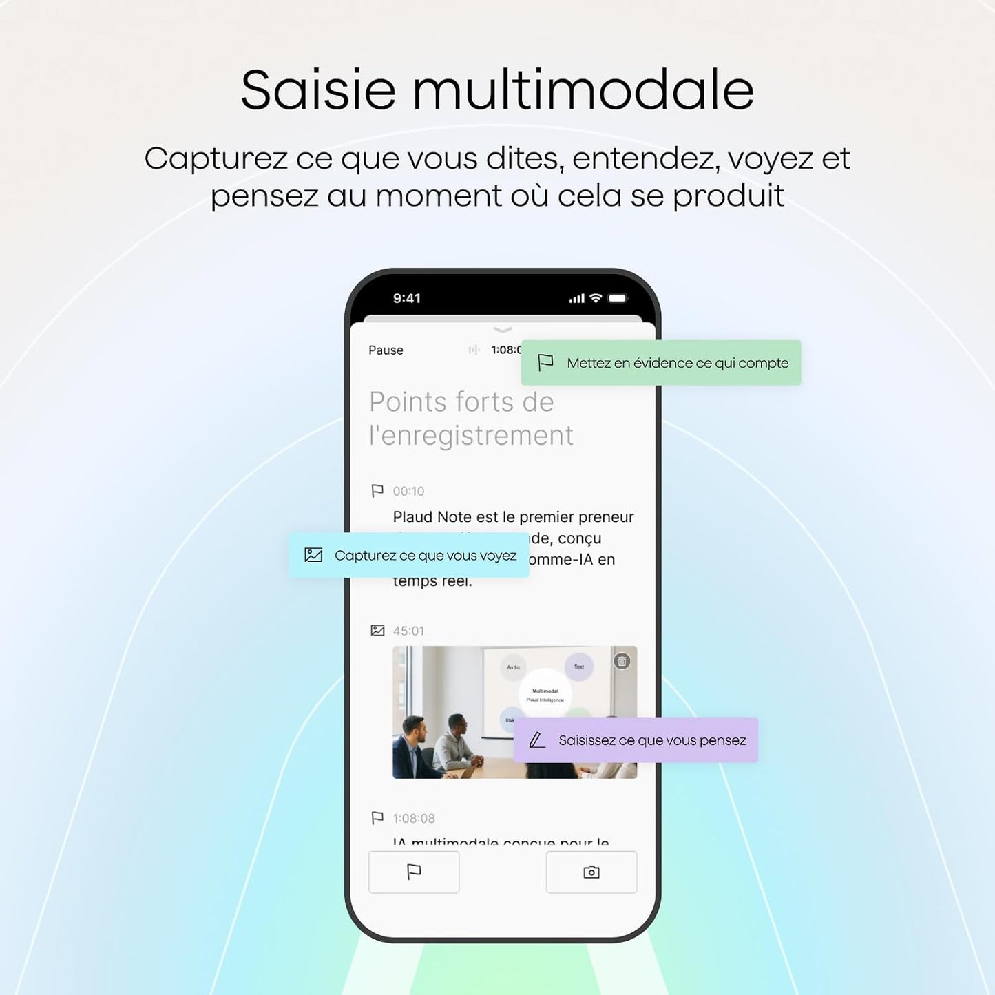 Notepin S Enregistreur Vocal IA Avec Bouton Tactile Prise De Notes IA Transcription Résumé IA Et Team Plan Dictaphone Enregistreur Numérique Pour Réunions Interviews Avec 4 Accessoires Gris