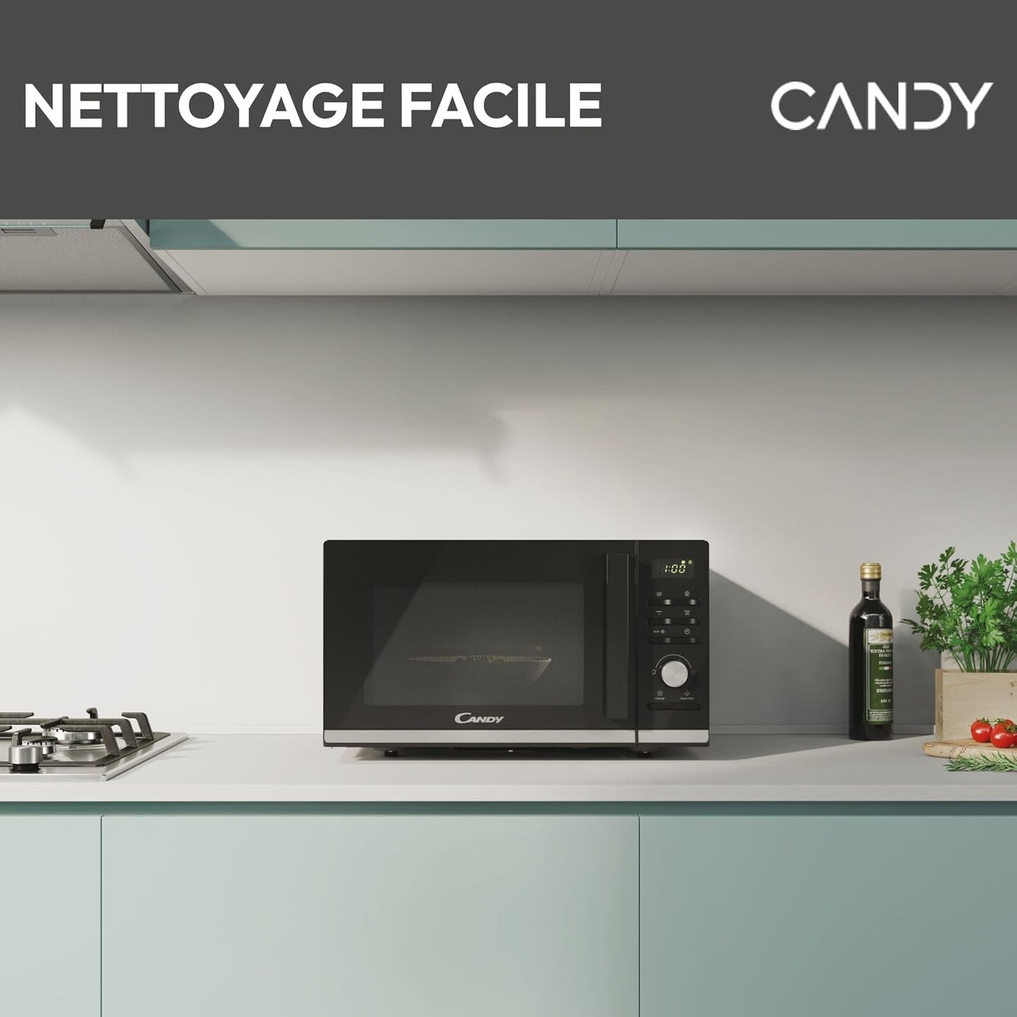 Moderna CMGA25TNDB Four Micro-Ondes Avec Grill, 900 W, 25 Litres,Fonction Décongélation, 20 Menus Automatiques, Nettoyage Facile, Noir