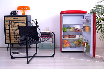 Réfrigérateur Congélateur, Pose Libre, Longueur 55 Cm, 108L, Classe D, 110 Kwh/An, 37 Db, Look Rétro, Rouge, RKS 8830