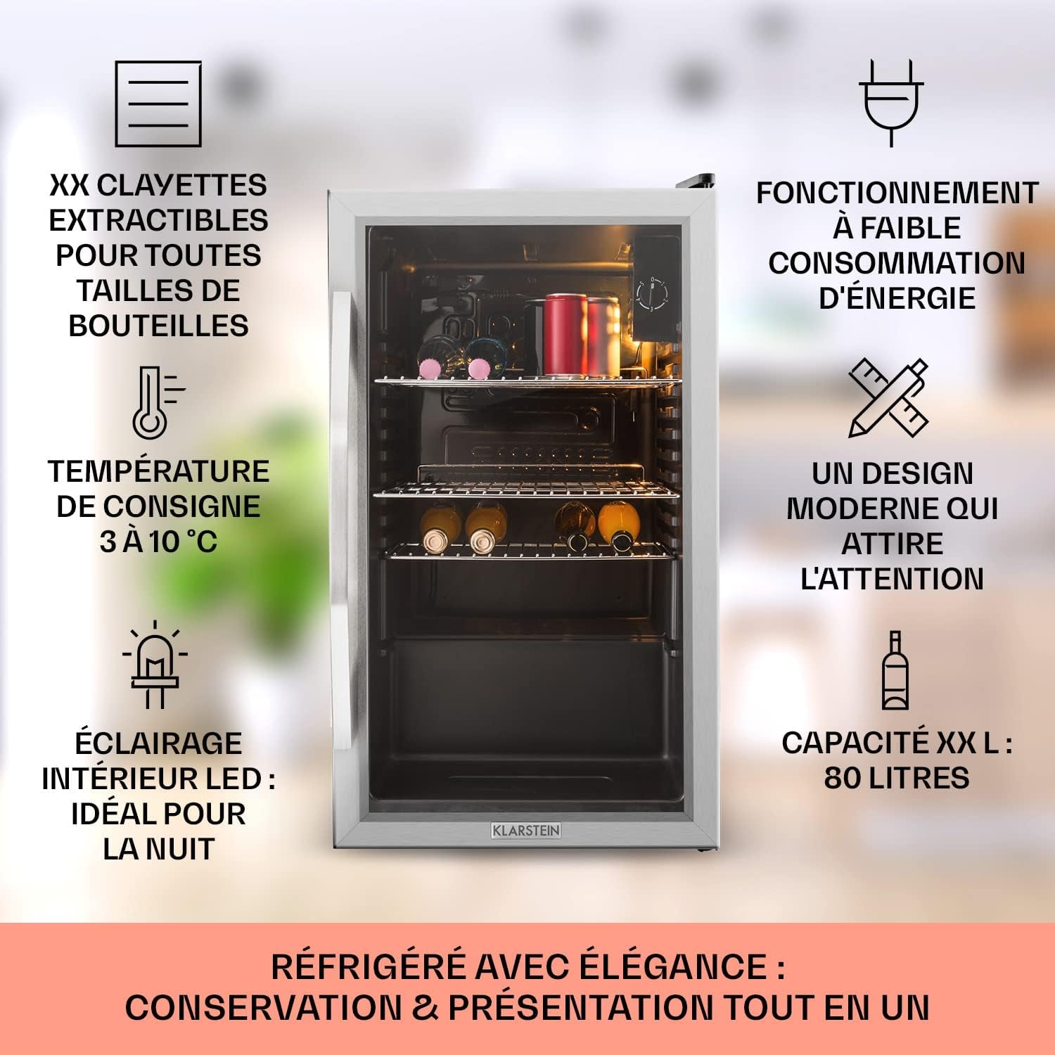 Mini Frigo De Chambre Et Bureau Pour Boisson, Petit Frigo Silencieux, Refrigerateur Mini Bar 80L, Petit Réfrigérateur Camping, Étagères Réglables Pour Le Vin, Cannette, Beer Fridge