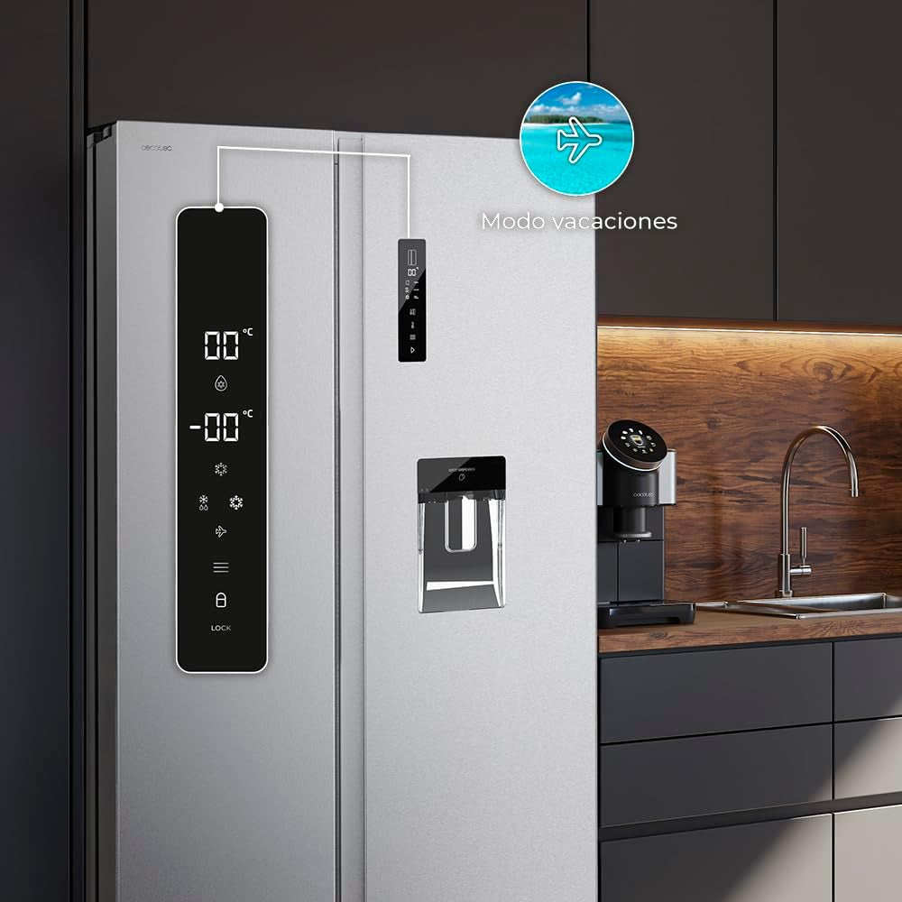 Réfrigérateur Américain De 559 Litres Bolero Coolmarket SBS 562 Inox D. 177 Cm De Hauteur Et 90 Cm De Largeur, Classe D, Système Multi Air Flow, No Frost Total, Moteur Inverter Plus