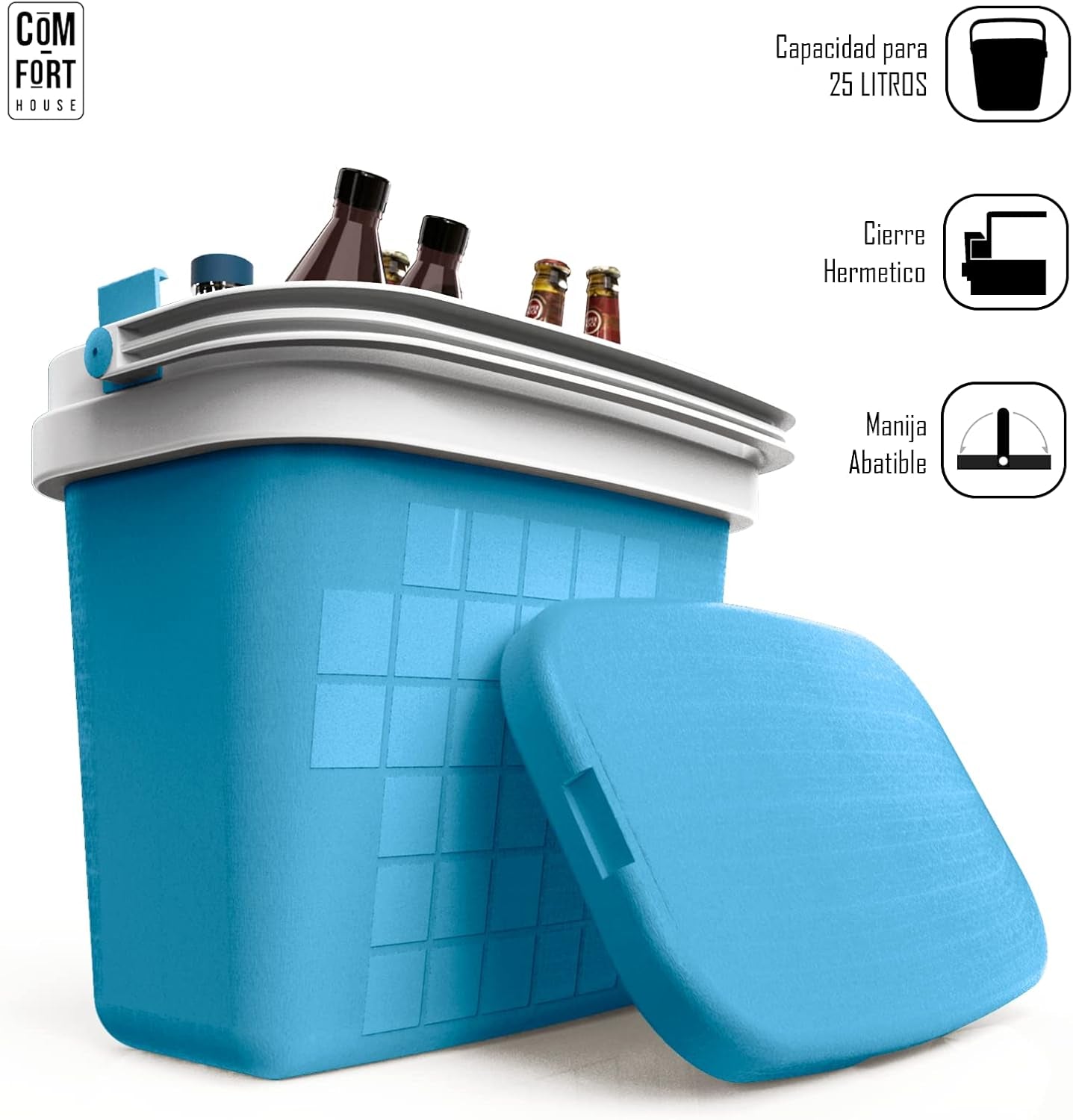 - Réfrigérateur Portable Avec Poignée Rigide - Porte-Nourriture Pour Camping, Plage, Camping - Réfrigérateur Bleu Ciel - Capacité 25L