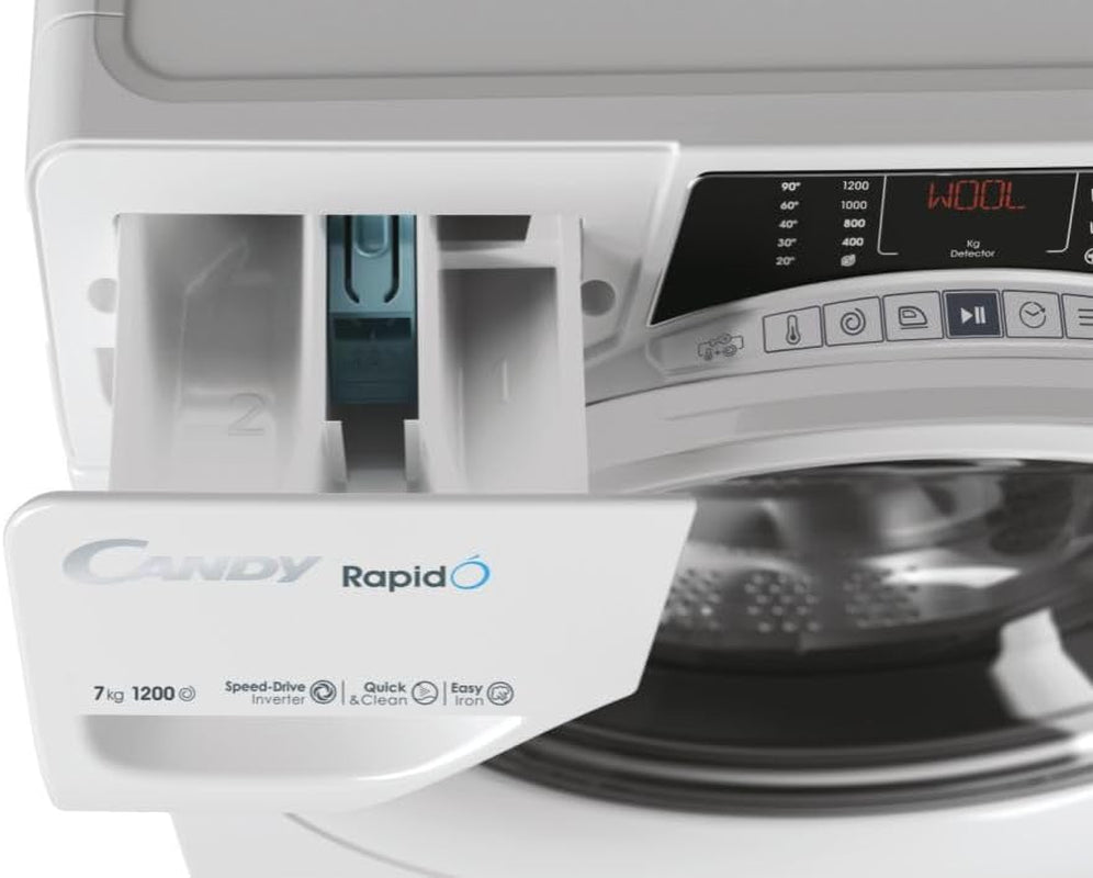 Machine À Laver 7 Kg 1200 Tours, Type Chargeur Frontal, Onduleur - RO41274DWMST/1-S Rapidó