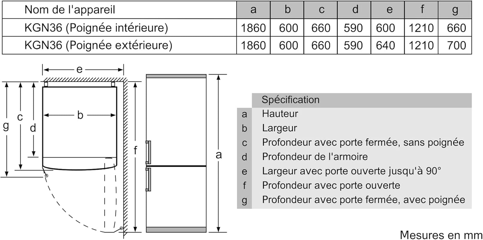 KGN36VWED Série 4 Réfrigérateur Combiné Pose-Libre - 326 L - 186 X 60 (H X L) - Blanc