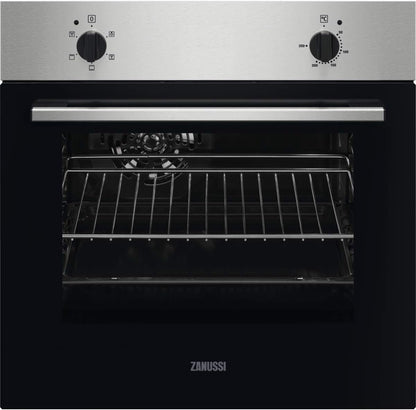 Zanussi ZOHNC0X1 Four Multifonction, 4 Fonctions, Commandes Fixes, Anti-Traces De Doigts, 2 Niveaux De Cuisson, Ventilateur Tangentiel, Porte Facile À Nettoyer, Inox, 53 Litres [Classe D'Efficacité