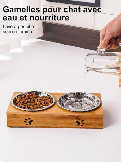 Petite Gamelle Chat INOX Peu Profonde, Lot De 4 Gamelle Chaton De 14,7 Cm, Bol Chat INOX 320Ml