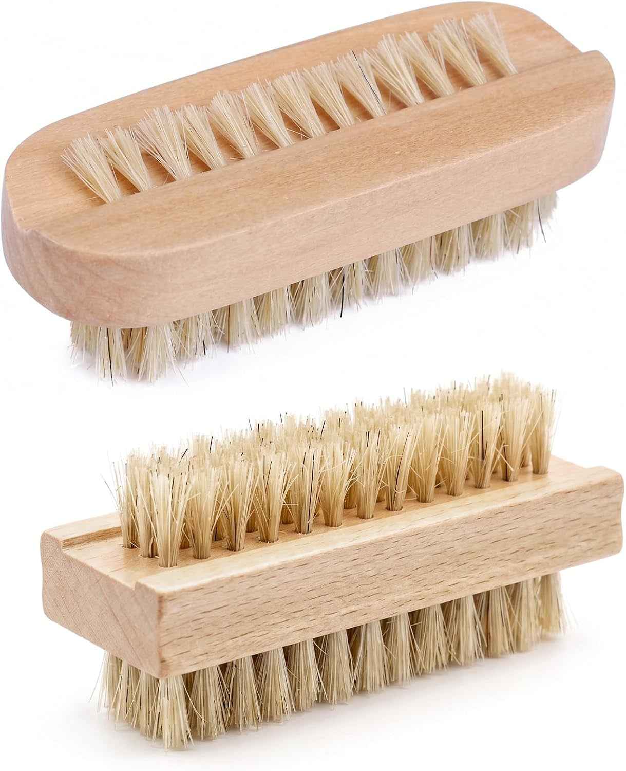 2 Pièces Brosse Ongle, Brosse À Ongles Pour Les Mains | Pinceau Nail Art, Bois Naturel, Double Face Nail Brush, Poignée En Bois, Pour Nettoyage Des Ongles Et Mains