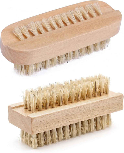 2 Pièces Brosse Ongle, Brosse À Ongles Pour Les Mains | Pinceau Nail Art, Bois Naturel, Double Face Nail Brush, Poignée En Bois, Pour Nettoyage Des Ongles Et Mains