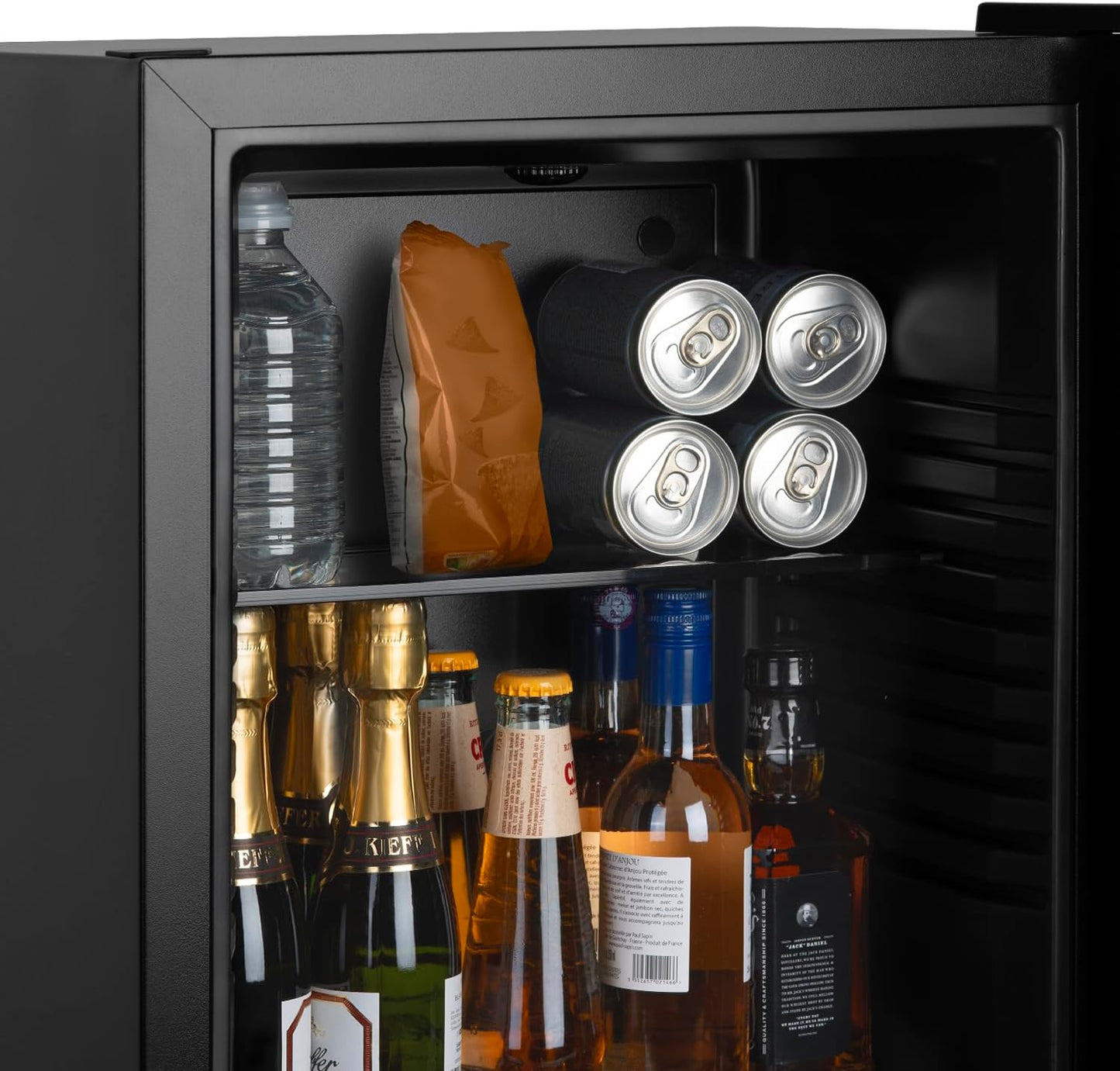 Mini Bar Compact 23L MFX230, Mini Frigo De Chambre Ultra Compact, Aliments, Boissons, Température Réglable 5°-15°C, 23 Db, Porte Réversible, Couleur Noir