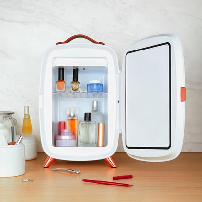 SCMF6W, Mini Frigo Cosmétique 5L, Fonction Froid, Moteur Brushless, Miroir Avec LED, 1 Étagère, 240W, Blanc