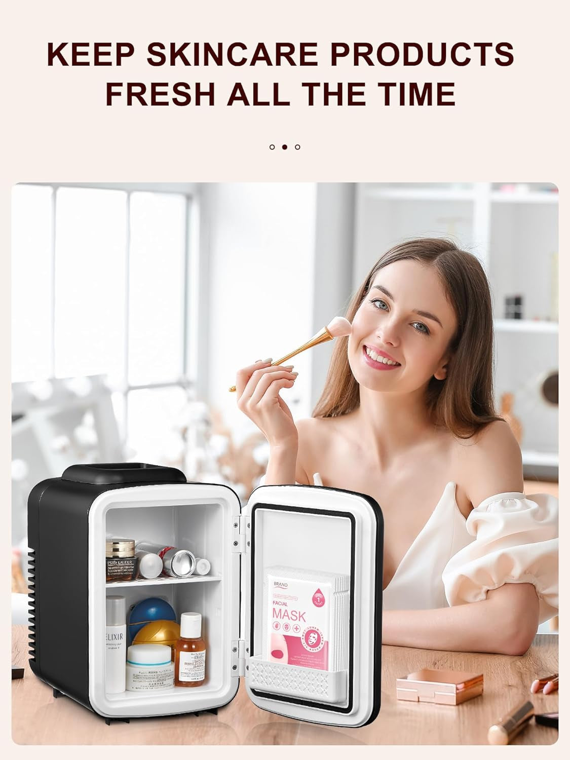Mini Frigo De Chambre 4L/6 Canettes, Petit Frigo Portable 240V/12V, Mode Silencieux, Fonction Chaud Et Froid, Refrigerateur Petit, Frigo Bar (Noir)