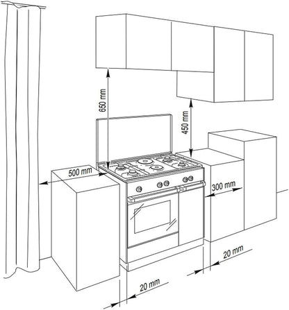 De Longhi SEX 8542 N ED Cuisinière À Gaz Avec Four Electrique N°4 Feux + 2 Plaques Inox 90 X 50 Cm
