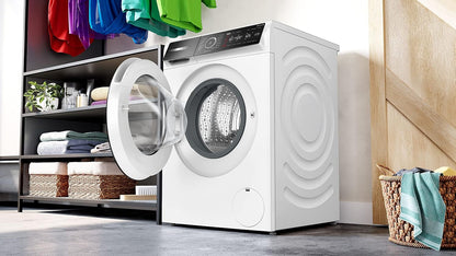 WGB244040 Série 8 Machine À Laver Intelligente, 1 À 9 Kg, 1400 Tr/Min, Fabriquée En Allemagne, Active Water Plus, Économie D'Énergie Et D'Eau, Vapeur Iron Assist Pour Défroisser, Mini Charge,