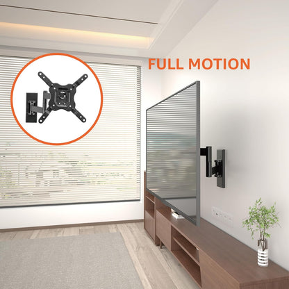 Support Mural Pour Téléviseur, Mouvement Complet, Pivotant Et Inclinable, Pour Téléviseurs Ou Écrans Plats Et Incurvés 12 À 40 Pouces Jusqu’À 36Kg, Support TV, VESA Max. 200X200Mm, Noir