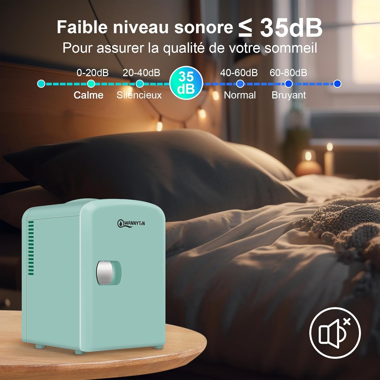 Mini Frigo Portable 4L, Mini Réfrigérateur Cosmétique, Mini Glacière Électrique, Fonction Froid/Chaud, Avec Câble AC 220V/ DC 12V Pour Voiture, Bureau, Chambre (Vert)