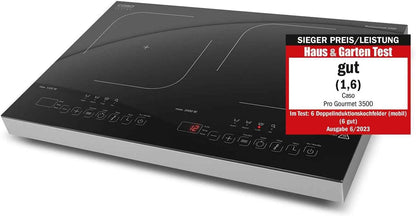 Progourmet 3500 Plaque De Cuisson À Induction Double Mobile, 3500 W Powersharing, 60-240 °C, 4 Fonctions, Minuterie 180 Min, Casseroles Jusqu'À 24 Cm, Vitrocéramique