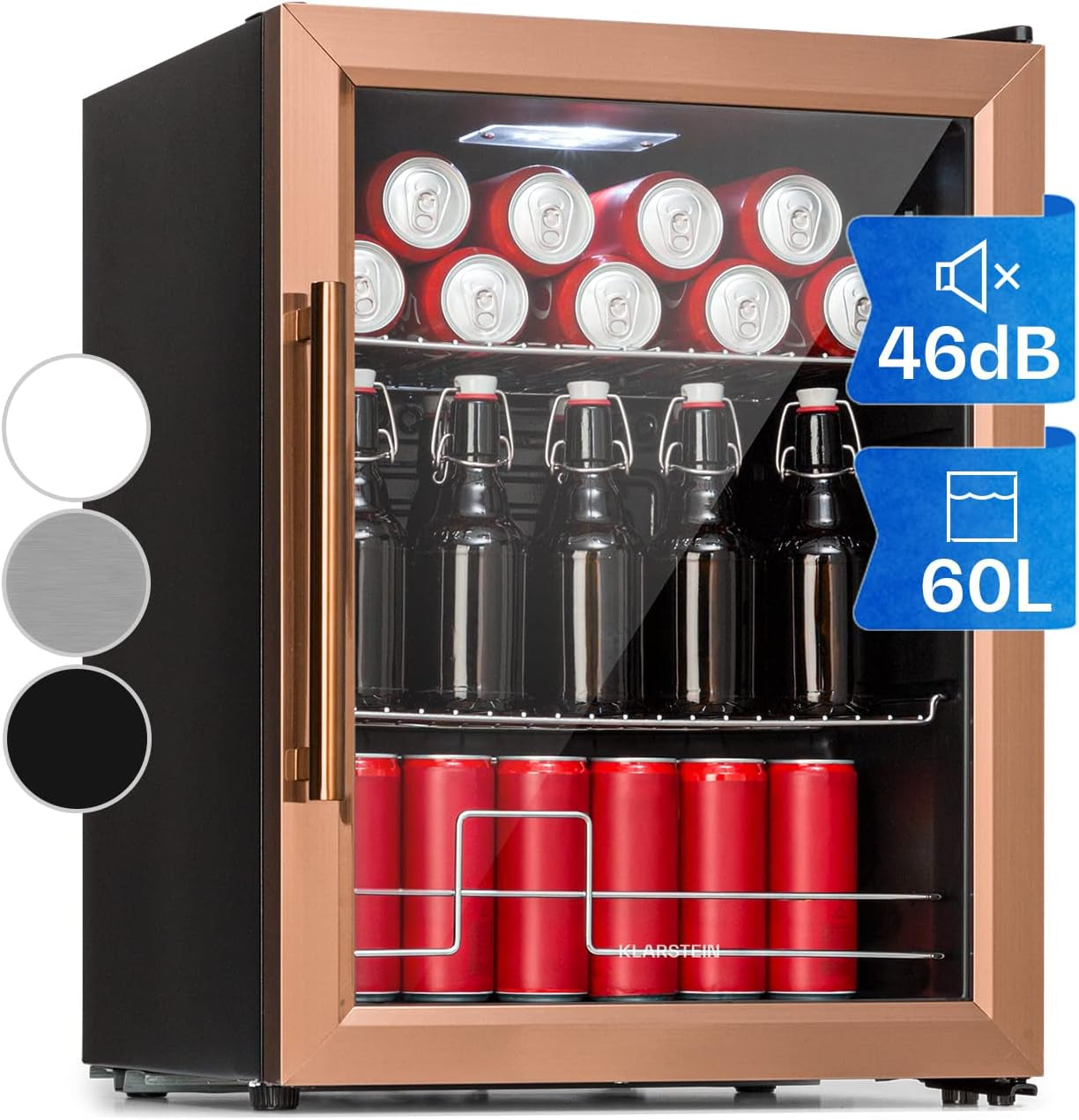 Mini Frigo De Chambre De 60L Pour Boissons Et Bieres, Petit Frigo Silencieux, Mini Bar Intérieur/Ext, Petit Refrigerateur Camping, Stockage De Vins, Cosmetique, Étagères Réglables, 3-10°C