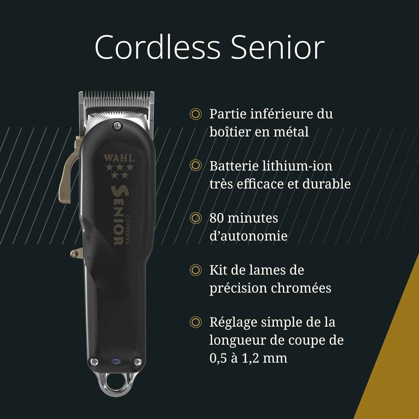 Cordless Senior, Tondeuse Professionnelle Filaire Et Sans Fil | Tondeuse Professionnelle, Lame Chirurgicale Pour Fondus, Moteur Puissant, Jusqu'À 80 Minutes D'Autonomie, Filaire Et Sans Fil