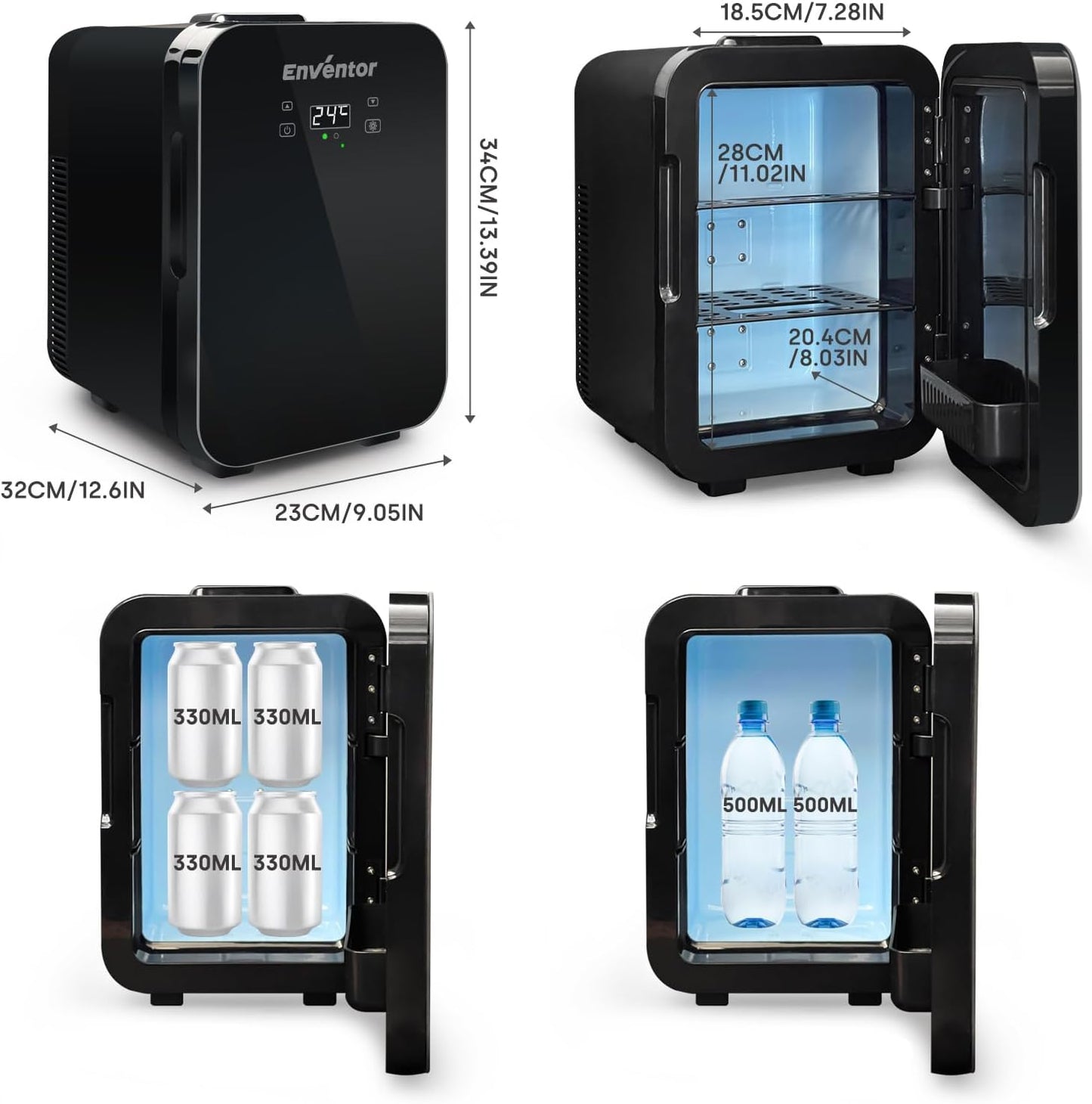 Mini Frigo10L, 220V/12V, Refroidisseur Et Réchauffeur, Portable Mini Réfrigérateur Avec Affichage LCD De La Température, Pour Voiture Voyage Cosmétiques Boisson Nourriture, Noir