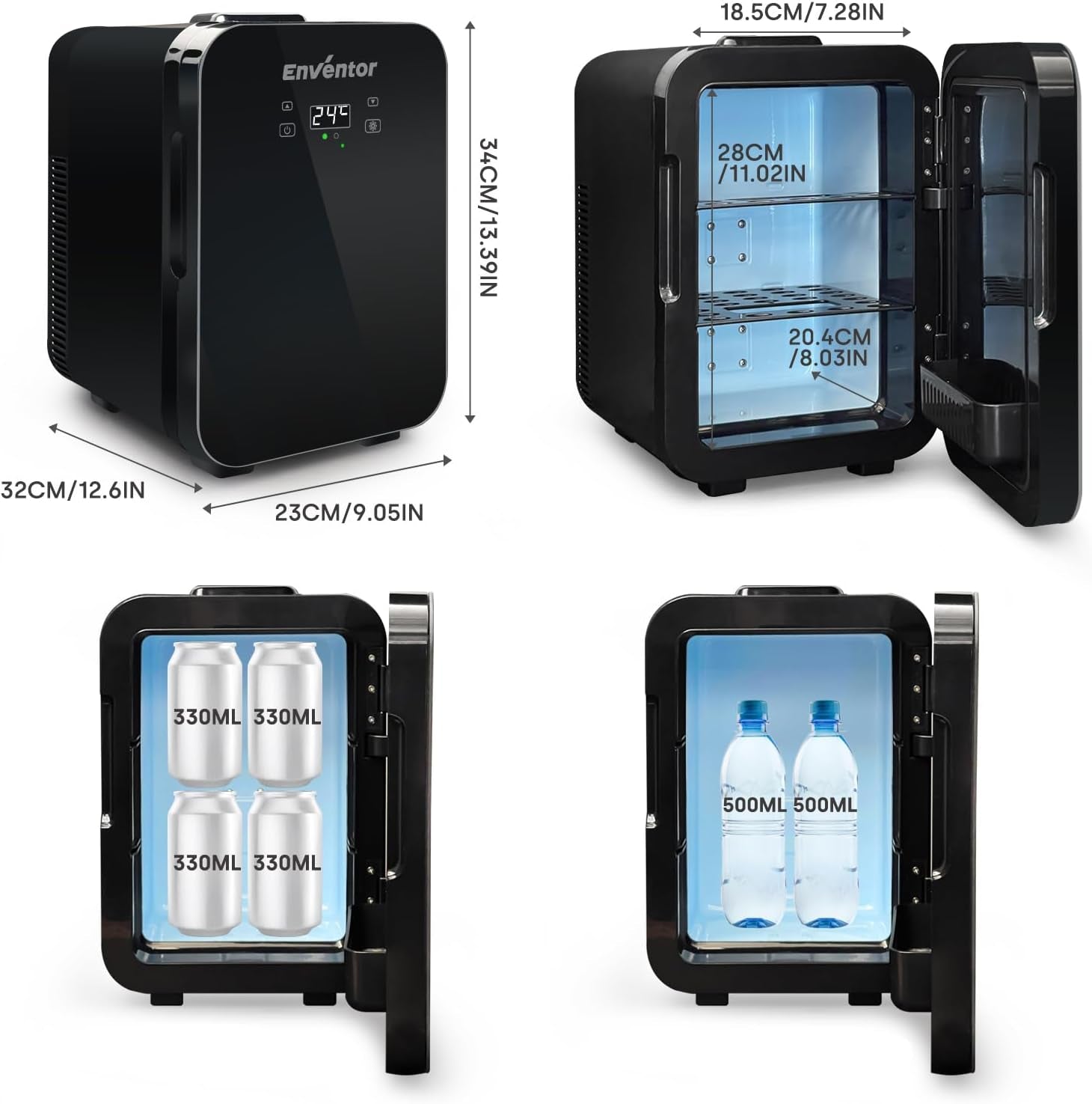 Mini Frigo10L, 220V/12V, Refroidisseur Et Réchauffeur, Portable Mini Réfrigérateur Avec Affichage LCD De La Température, Pour Voiture Voyage Cosmétiques Boisson Nourriture, Noir