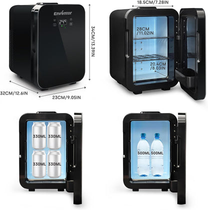 Mini Frigo10L, 220V/12V, Refroidisseur Et Réchauffeur, Portable Mini Réfrigérateur Avec Affichage LCD De La Température, Pour Voiture Voyage Cosmétiques Boisson Nourriture, Noir
