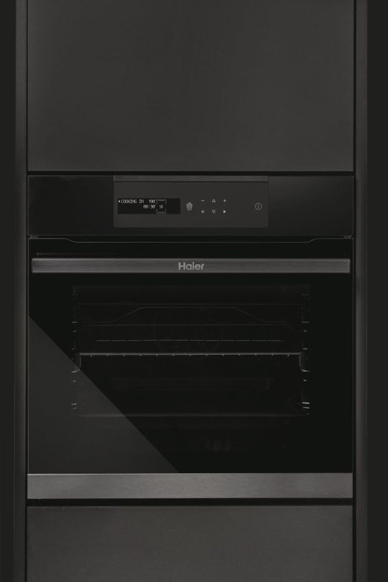 I-Message Serie 4 HWO60SM5B9BH Four Pyrolyse - Multi-Niveaux, 70L, 9 Fonctions, Wi-Fi + BLE, Sonde Thermique, Climatech, Double Éclairage Latéral, Noir, Classe A+