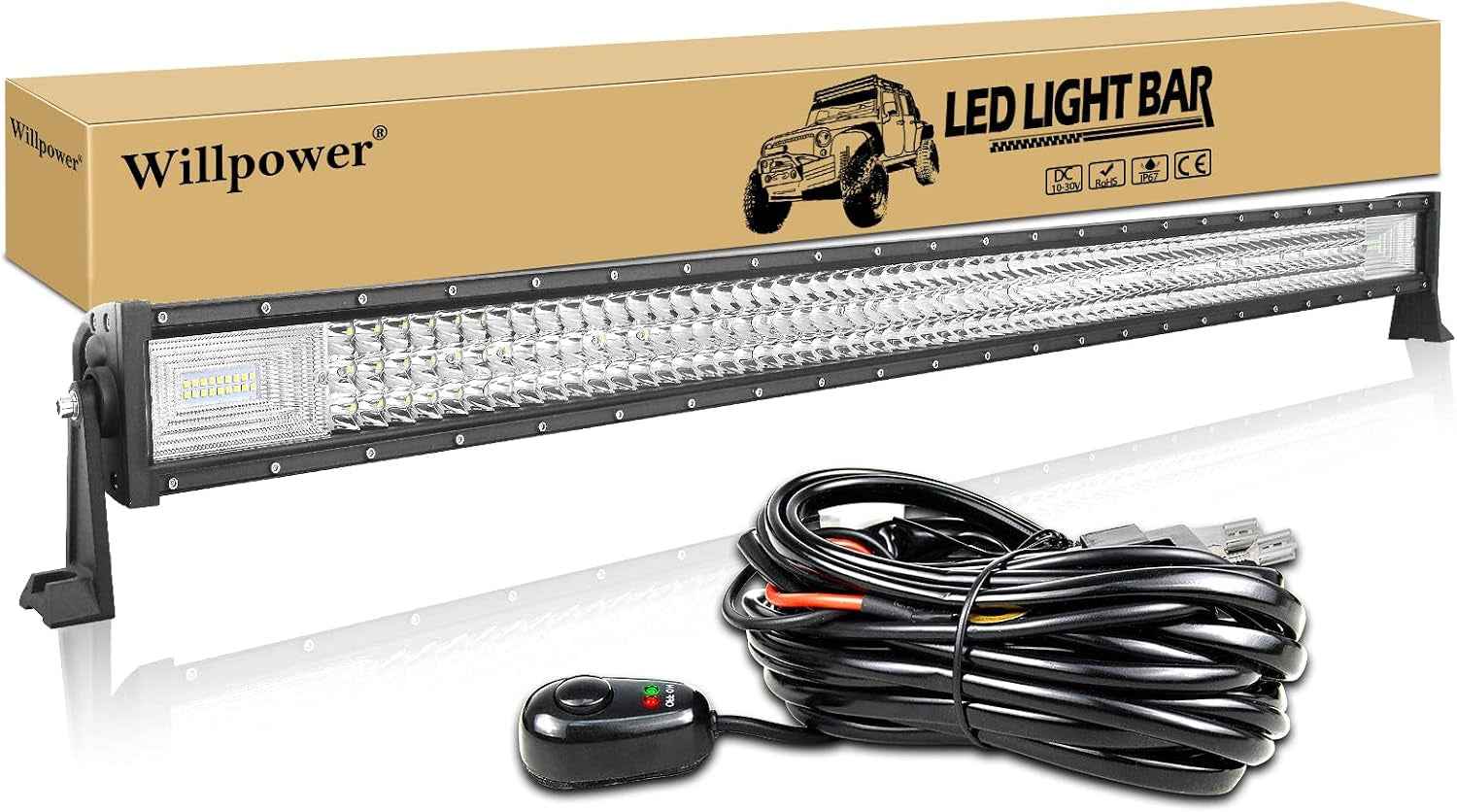 Rampe LED 132Cm 675W Barre LED 12V 24V Pour 4X4 Voiture Quad | LED Light Barre Lumineuse Avec Faisceau, 6000K Blanc, Étanchéité IP67, Pour Camion Tracteur Offroad Véhicule Bateau ATV