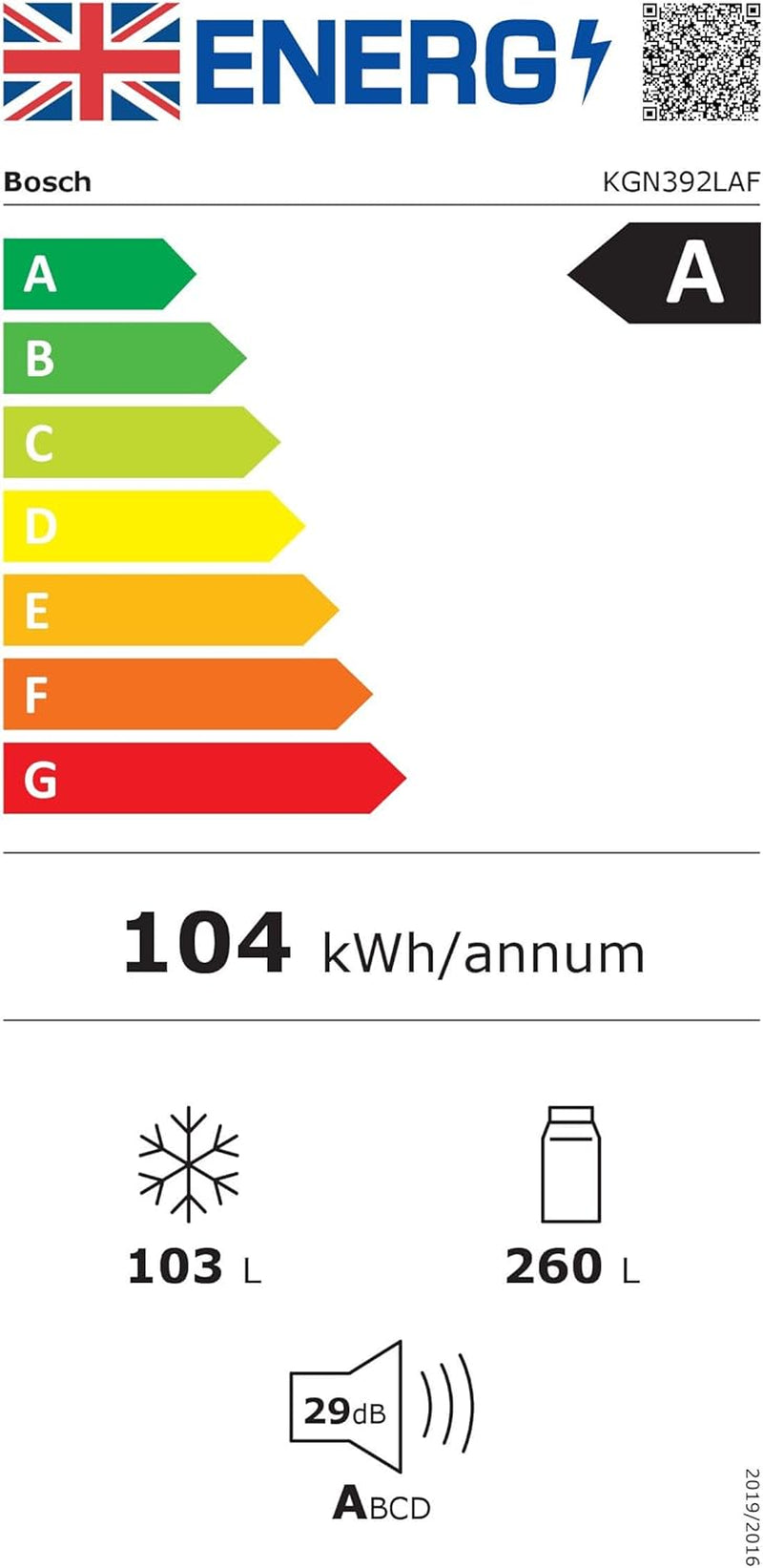 Série 4 KGN392LAF 70/30 Réfrigérateur Congélateur Acier Inoxydable Classe A