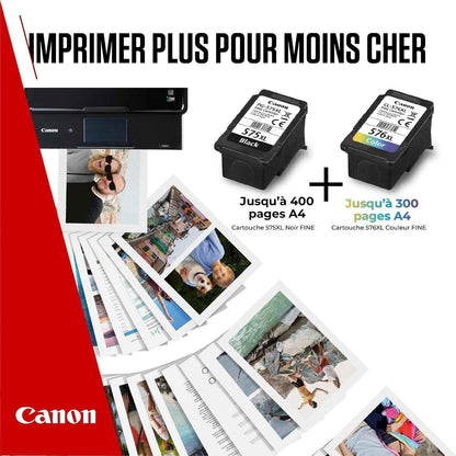 Canon PG-575XL + CL-576XL Fine Cartouches D'Encre D'Origine + Papier Photo | 15Ml + 12.6Ml Encre Authentique Haute Capacité Et Papier Photo - Pour PIXMA Ts3551I, Ts3550I, TS3550, Tr4750I Et plus !