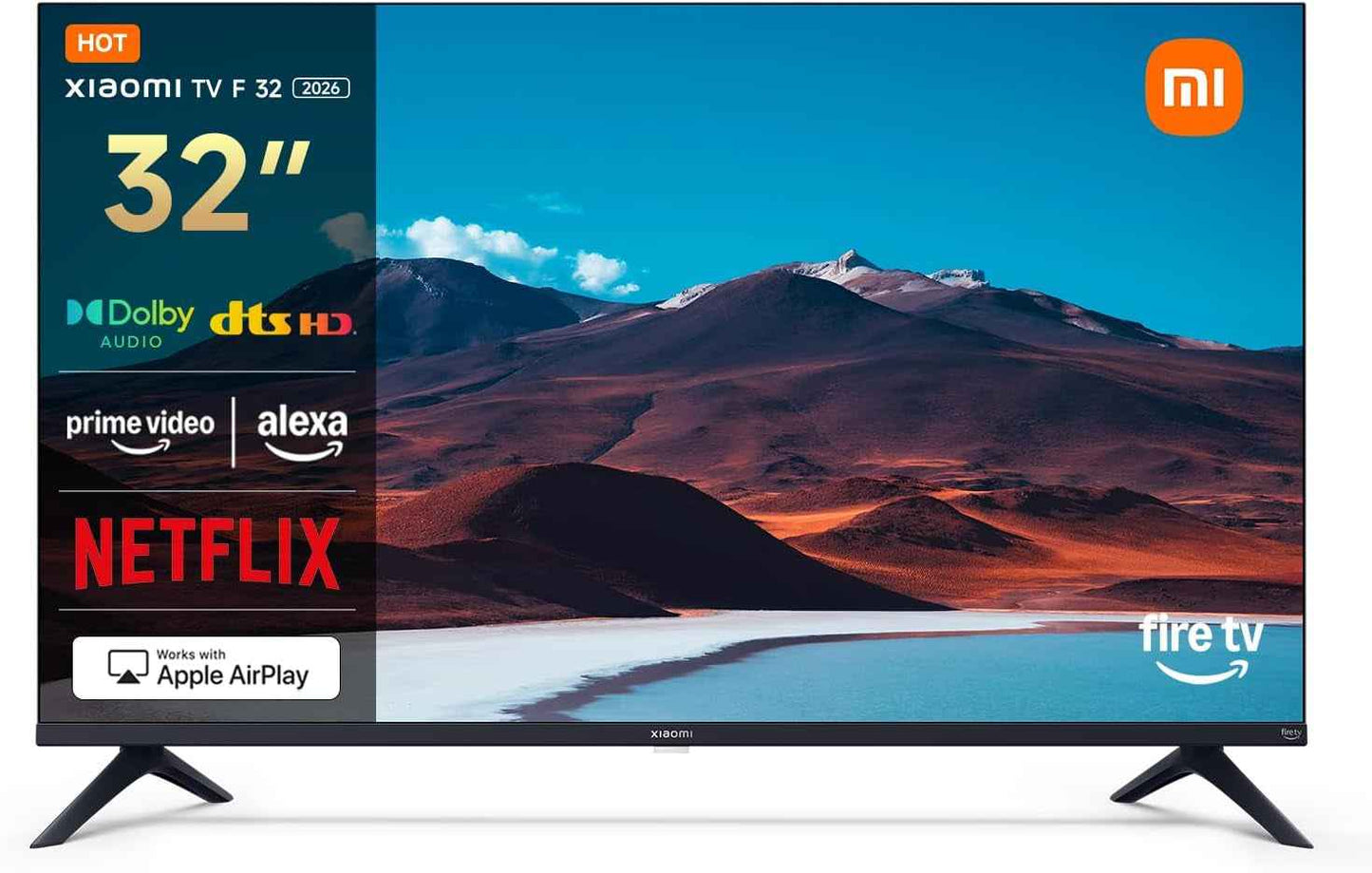 XIAOMI 32 Inch F TV, HD, Smart TV, Contrôle Vocal Alexa, Dolby Audio, DTS Virtual:X, DTS-HD, Airplay Compatible
