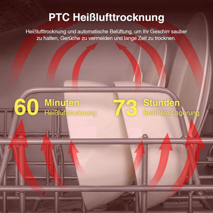 Mini Lave-Vaisselle De Table, Petit Lave-Vaisselle Portable Avec 6 Programmes, Réservoir D'Eau 5L, Commande Tactile, Écran LED, Pour Appartements Dortoirs Camping