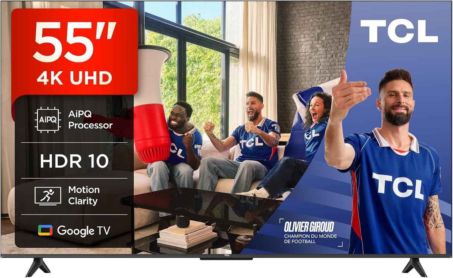 TCL 55V6C LED Direct Smart TV 55", HDR 4K, Avec Technologie Google TV (Dolby Audio, Motion Clarity, Compatible Avec Google Assistant Et Alexa)
