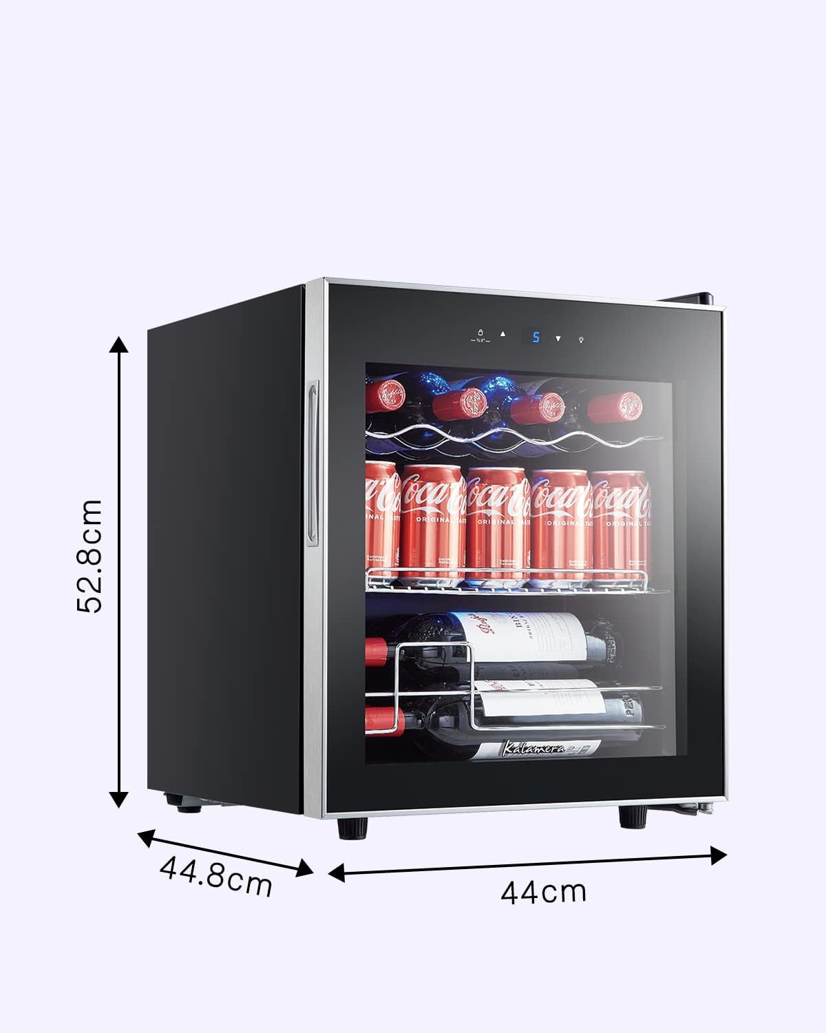 KRC-40GE Mini Réfrigérateur Avec Panneau De Commande Tactile, Zone De Refroidissement 5-18 °C, Porte En Verre En Acier Inoxydable, Réfrigérateur Bouteille, 40 L [Classe Énergétique G]