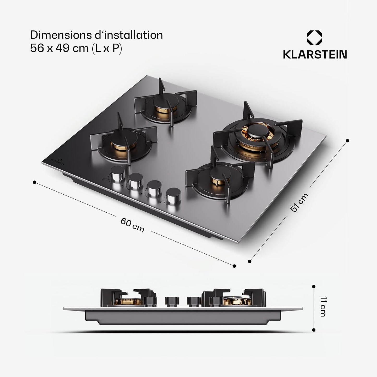 Tables De Cuisson À Gaz, Plaque De Cuisson Gaz À 4 Brûleurs, Table De Encastrable À 4 Feux De 8000W, Cuisiniere Gaziniere Avec Brûleurs En Acier Inoxydable, Cuisinières GPL