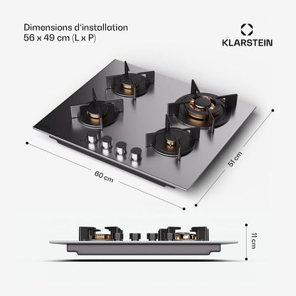 Tables De Cuisson À Gaz, Plaque De Cuisson Gaz À 4 Brûleurs, Table De Encastrable À 4 Feux De 8000W, Cuisiniere Gaziniere Avec Brûleurs En Acier Inoxydable, Cuisinières GPL