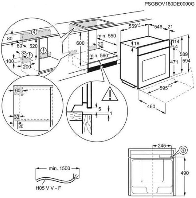BPE555320M Four Électrique 71 L Noir, Acier Inoxydable A+ - Fours (Moyenne, Four Électrique, 71 L, 71 L, 3500 W, 2300 W)