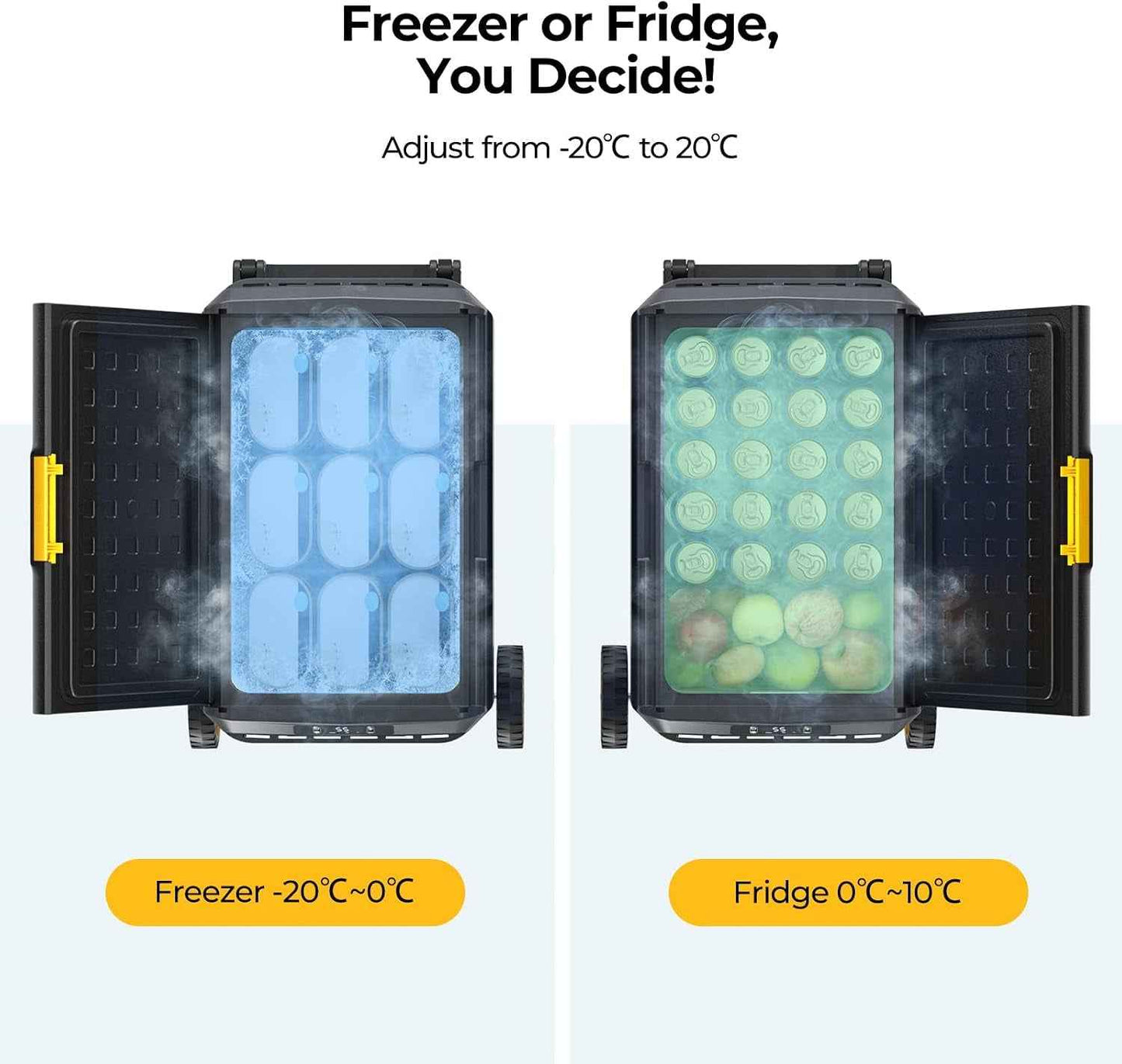 CRS 50L Glacière À Compresseur Avec Roues Poignée Étanchéité IPX4 Congélateur Réfrigérateur À Compression 12/24V 220V Pour Voiture Camping Voyage Bateau Contrôle APP -20℃~20°C