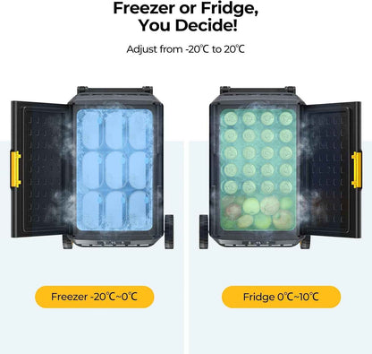 CRS 50L Glacière À Compresseur Avec Roues Poignée Étanchéité IPX4 Congélateur Réfrigérateur À Compression 12/24V 220V Pour Voiture Camping Voyage Bateau Contrôle APP -20℃~20°C