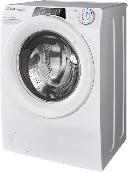 Rapidó RO 1284DWME/1-S – Lave Linge 8 Kg, 9 Cycles Rapides, 1200 Tours/Min, Wi-Fi & Bluetooth, Moteur Inverter, Fonction Vapeur, 51 Db, Classe A+++-20% AB, Blanc