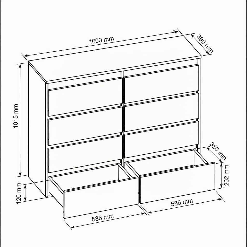 Commode 100 Cm, 8 Tiroirs, Anthracite | Commode Moderne, Meuble De Rangement, Buffet Salon, Commode Chambre, Armoire À Tiroirs 100X101,5X39 Cm
