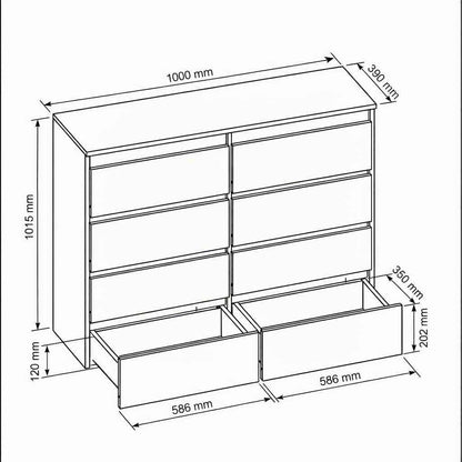 Commode 100 Cm, 8 Tiroirs, Anthracite | Commode Moderne, Meuble De Rangement, Buffet Salon, Commode Chambre, Armoire À Tiroirs 100X101,5X39 Cm