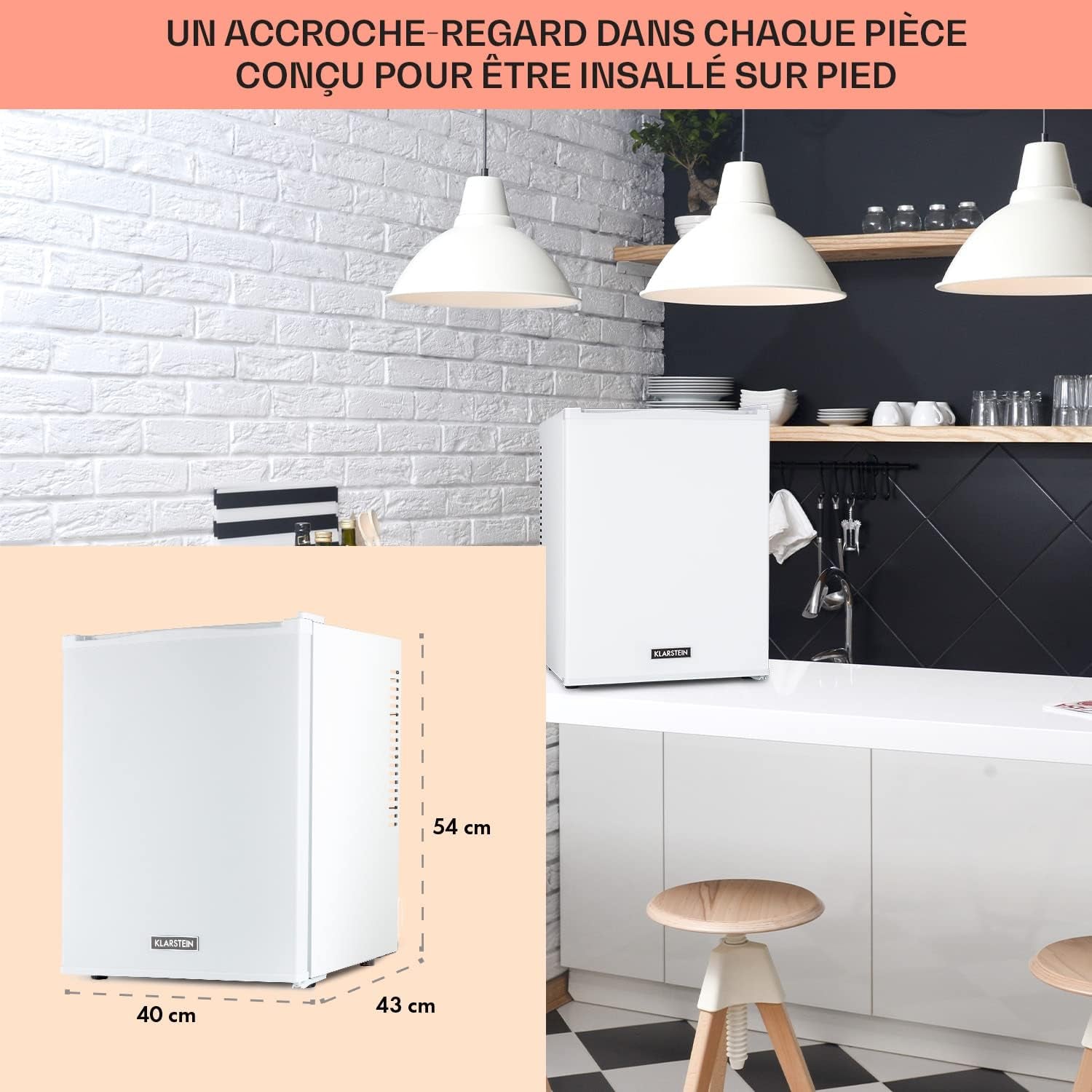 Mini Frigo De Chambre De 33L Pour Snacks Et Boissons, Petit Frigo Top Silencieux, Mini Bar, Petit Réfrigérateur Camping, Mini Frigo Cosmetique, Refrigerateur Avec Étagères Réglables, 5-15°C