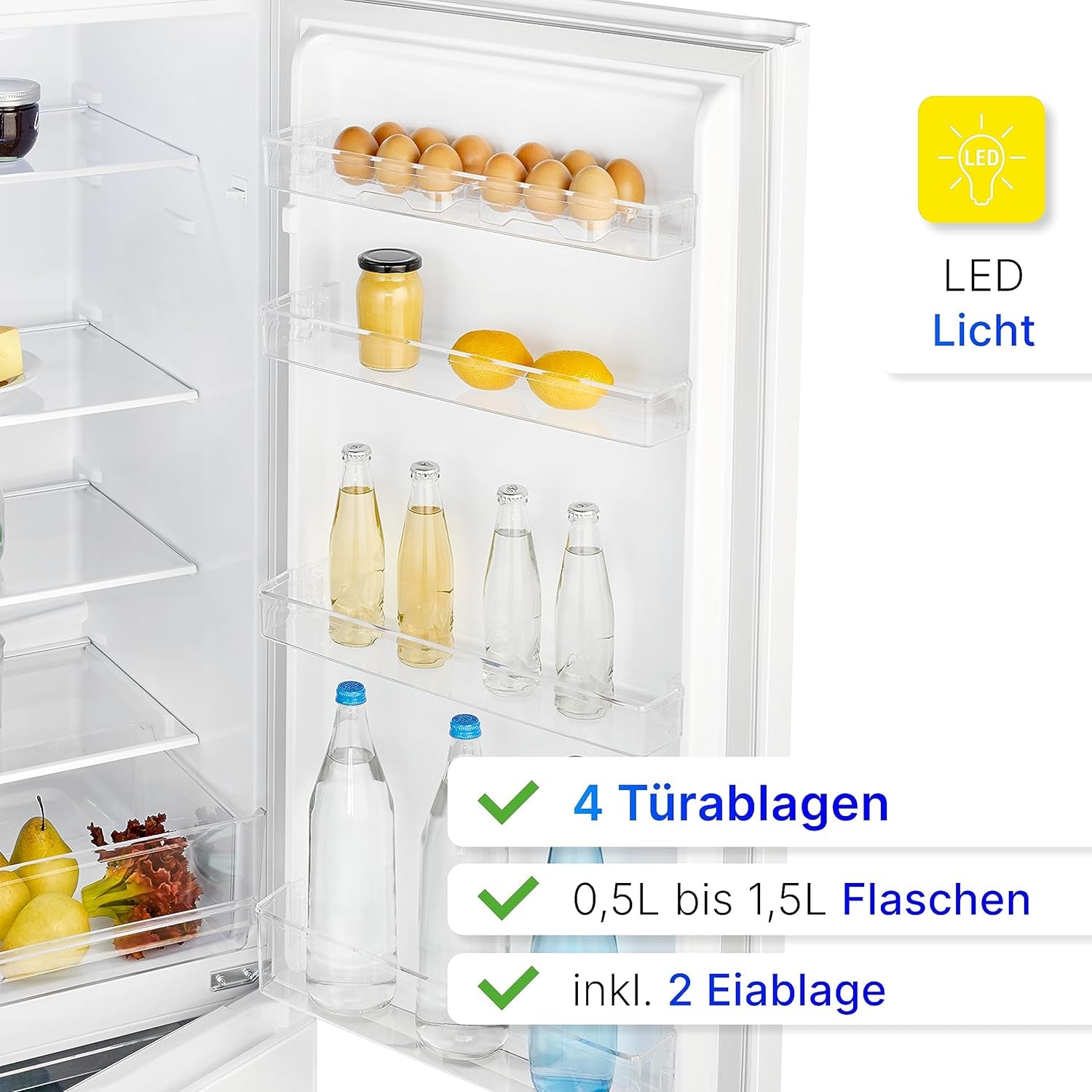 Bomann Réfrigérateur Et Congélateur 269L Blanc Kg184-1-Inox/Blanc, Capacité Nette : 269 Litres, Contrôle De La Température En Continu, Charnières De Porte À Droite, Interchangeables