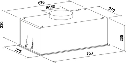 Hotte De Plafond GCH E 217 70 BL Prime Incl. Set De Recirculation D'Air, Hotte De Cuisine 70 Cm, Verre Noir, 1000M³/H, Haute Capacité D'Extraction, Hotte De Cuisine, Air Extrait/Air Recyclé