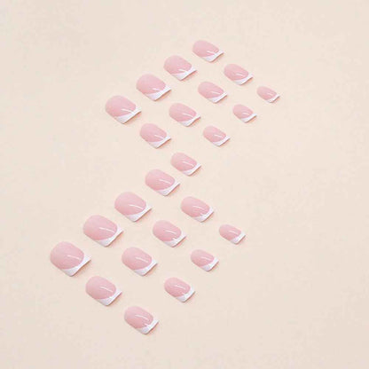24 Pièces Ongles À Coller Manucure, Faux Ongles Court Carrés Français Rose Nude Ongles, Nails Autocollants Pour Femme Et Fille Nail Art,A