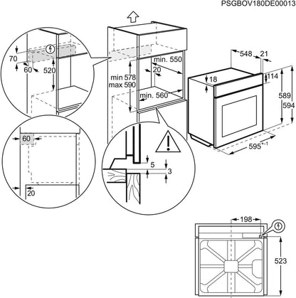 Zanussi ZOPKX6X2 Four Multifonction Avec Nettoyage Pyrolytique, 9 Fonctions Avec Cavité XXL, Horloge Électronique + Télécommandes Escamotables, Anti-Traces De Doigts, Inox, Classe A+, 72 Litres