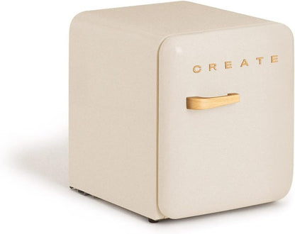 / RETRO FRIDGE 50 Wood/Réfrigérateur Blanc Cassé Avec Poignée Bois/Pratique Et Fonctionnel, Matériaux Résistants
