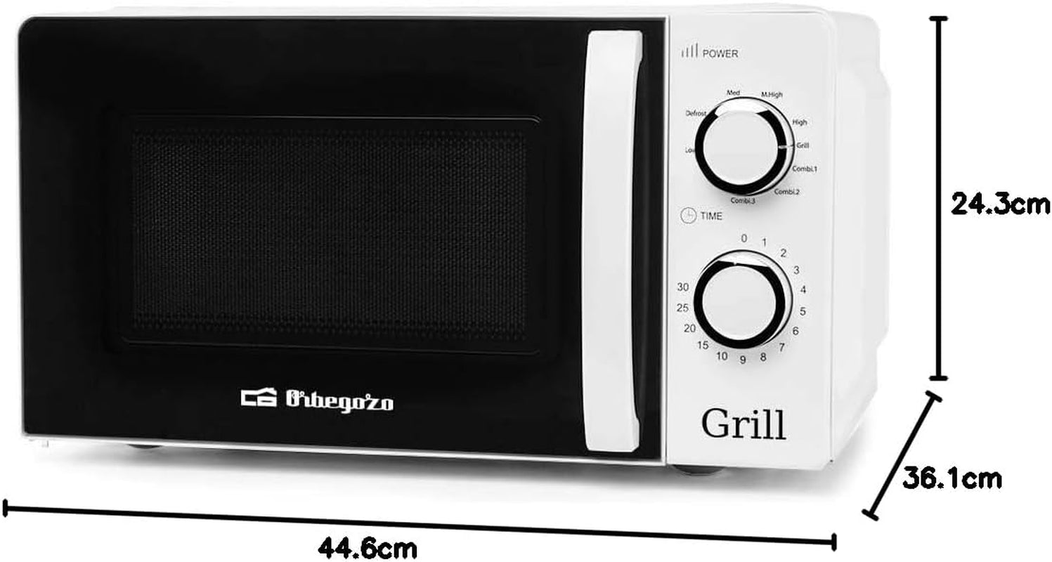 Mig 2130 Four À Micro-Ondes Avec Grill, 20 L De Capacité, 5 Niveaux De Fonctionnement Et 3 Fonctions Combinées, Minuterie Jusqu’À 30 Min, 700-900 W, Blanc